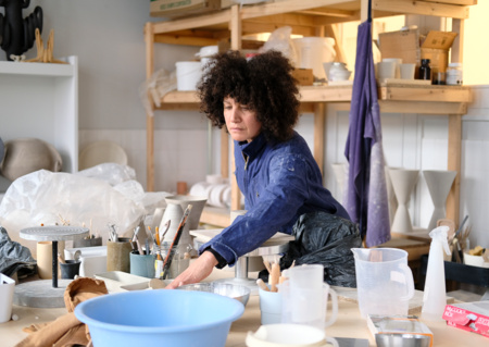 Visite des ateliers d'Anne Agbadou Masson (sculptrice céramiste) et Marion Gouez (designer textile)